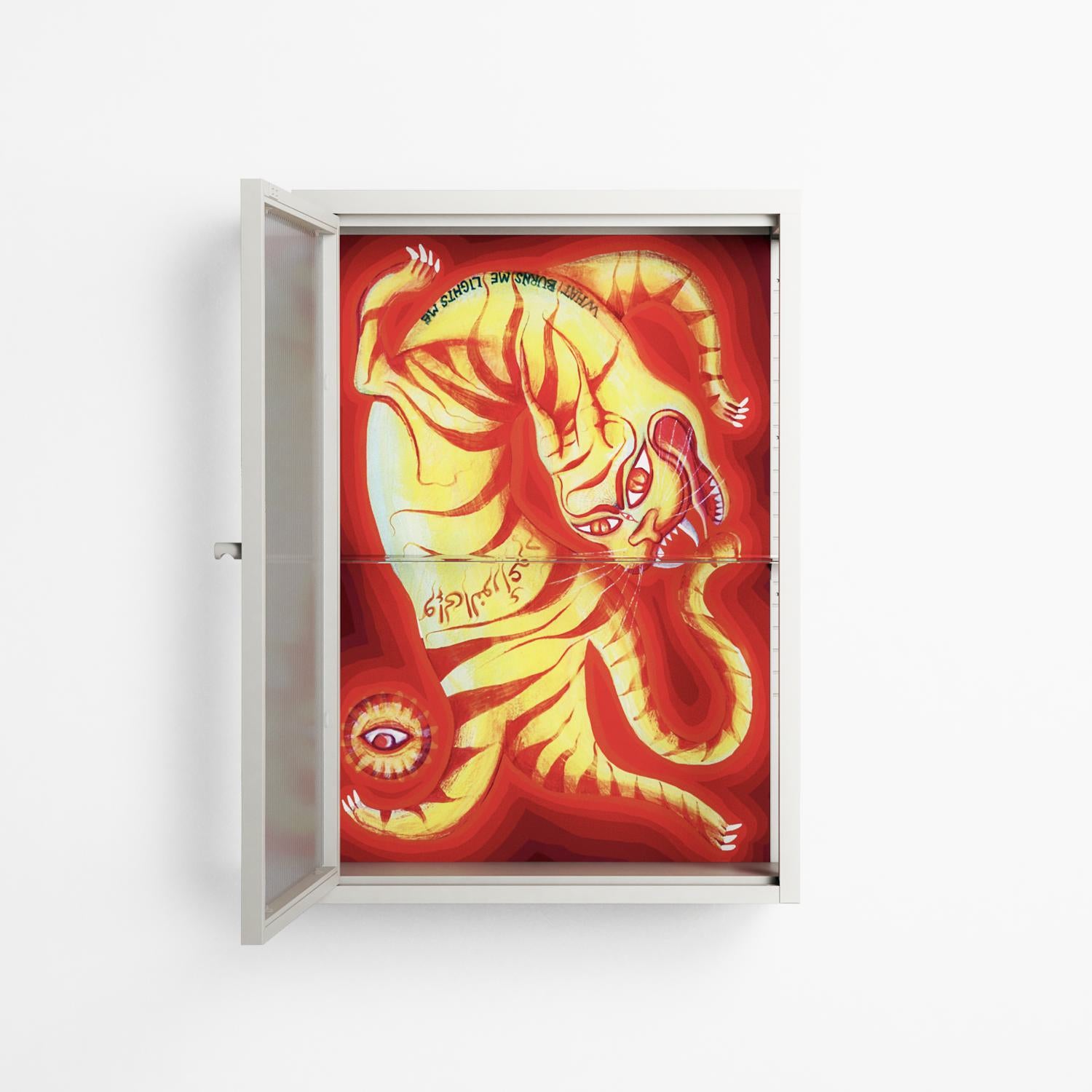 Burning Tiger - Wall Cabinet - Mo Kalache - Chalk - Reeded glass