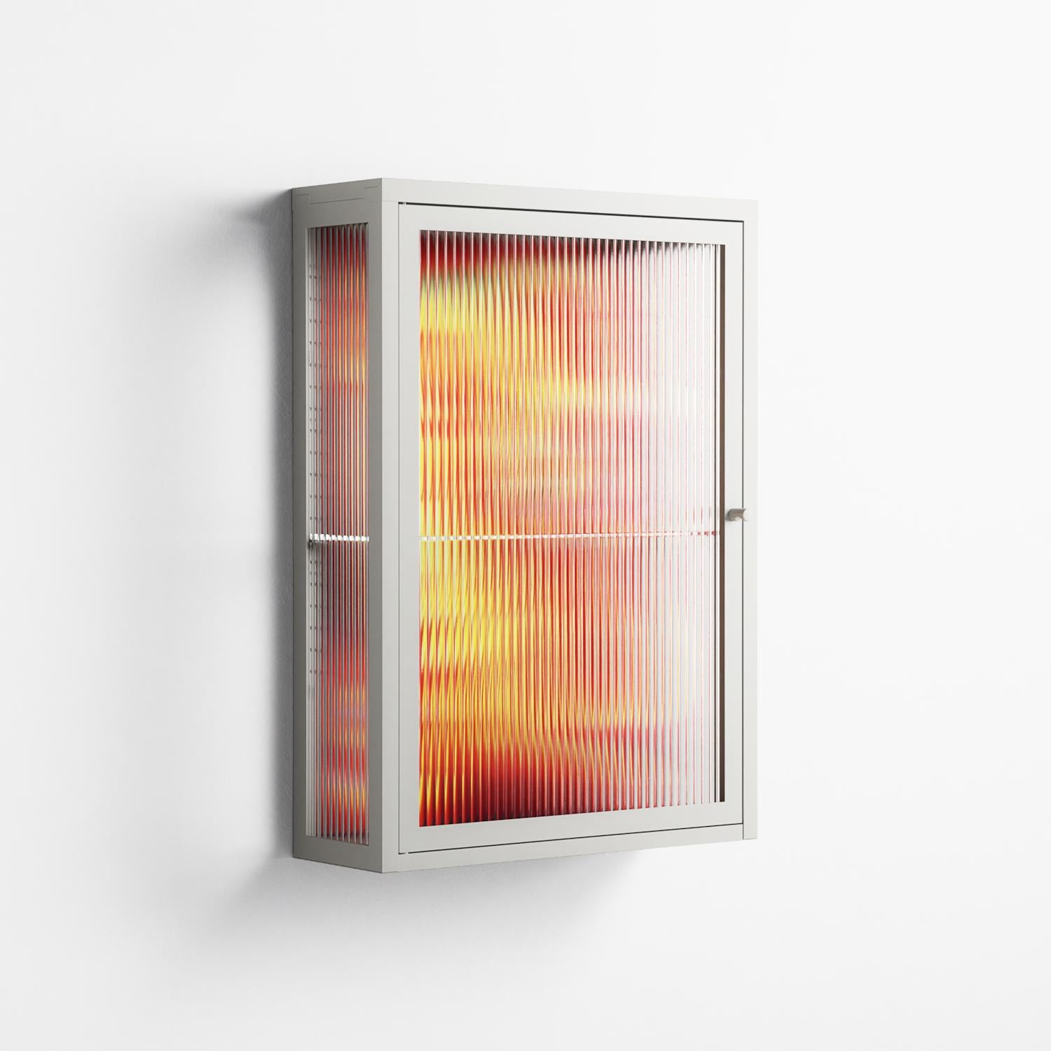 Burning Tiger - Wall Cabinet - Mo Kalache - Chalk - Reeded glass