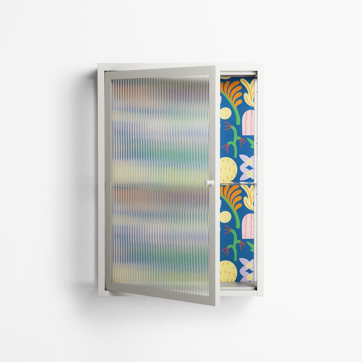 Shapes Blue - Wall Cabinet - Lydia Greaves - Chalk - Reeded glass