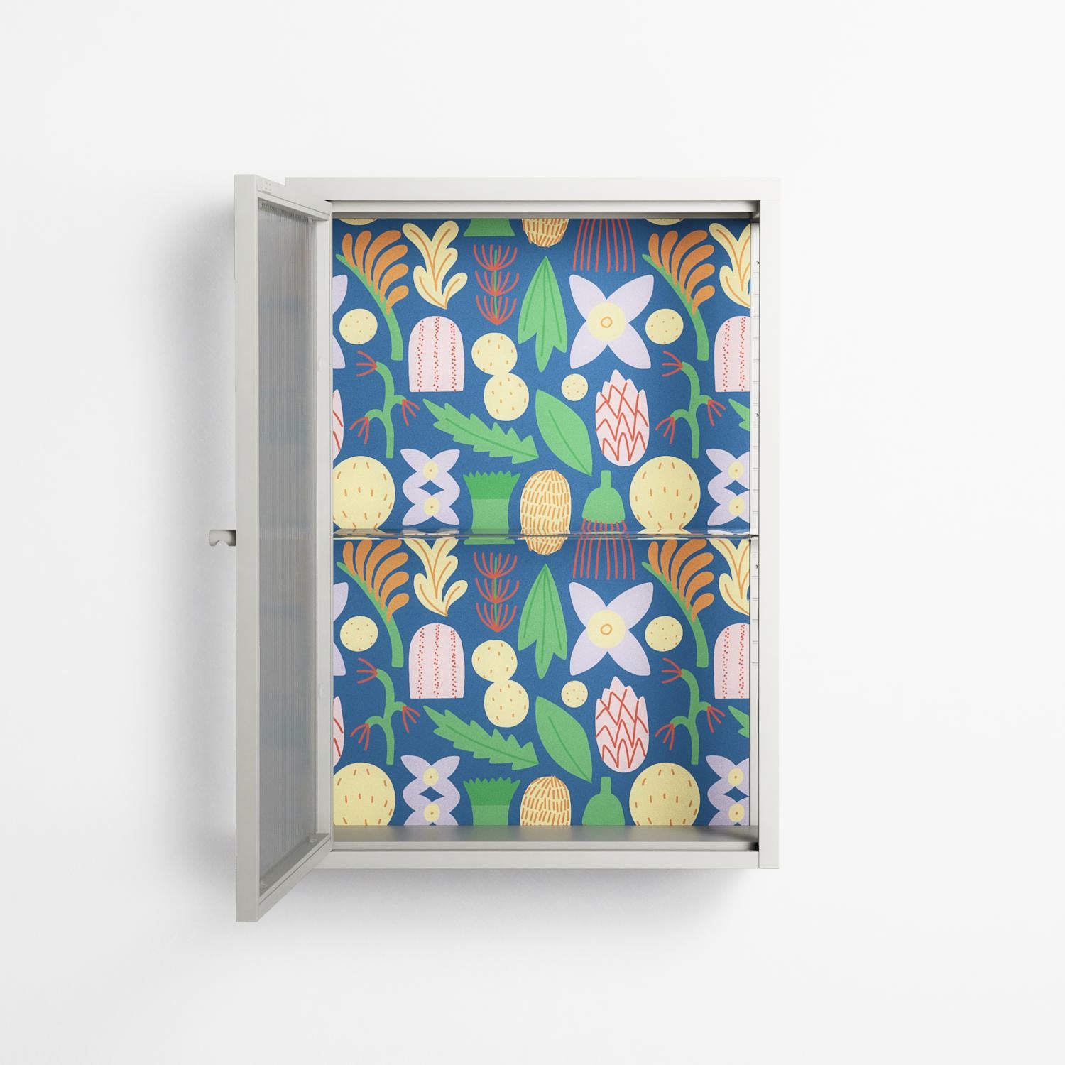 Shapes Blue - Wall Cabinet - Lydia Greaves - Chalk - Reeded glass