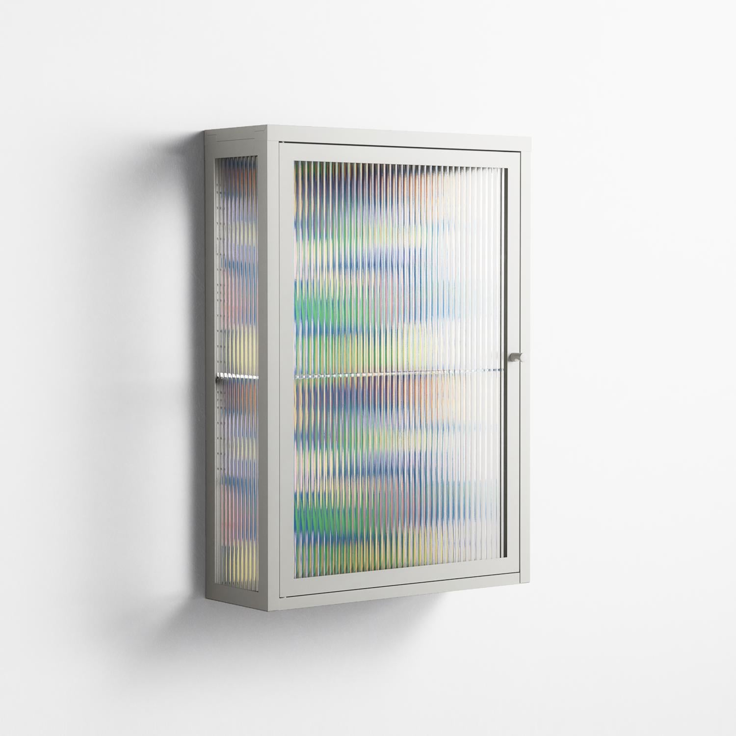 Shapes Blue - Wall Cabinet - Lydia Greaves - Chalk - Reeded glass