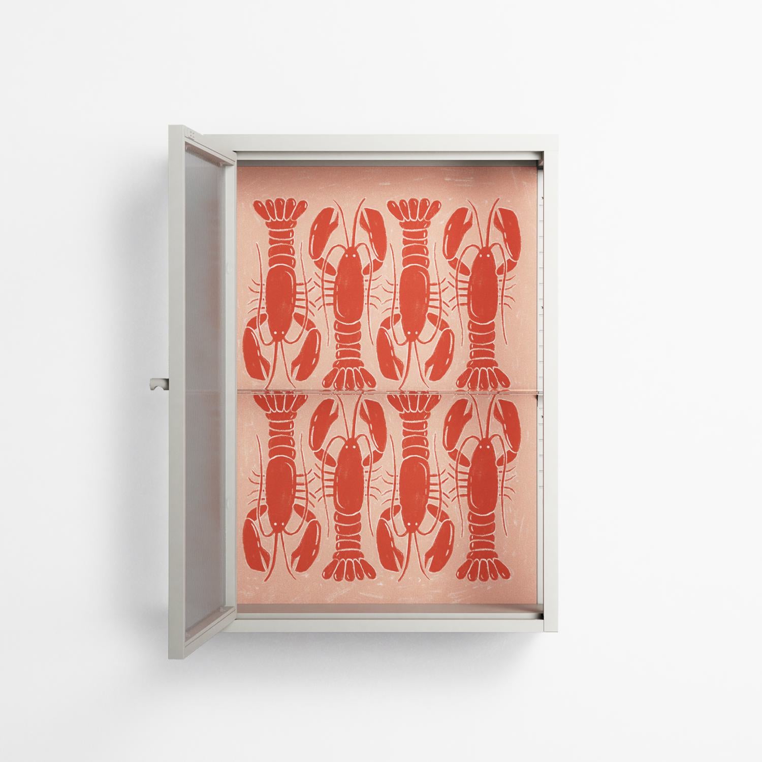 Lobsters - Wall Cabinet - Lydia Greaves - Chalk - Reeded glass