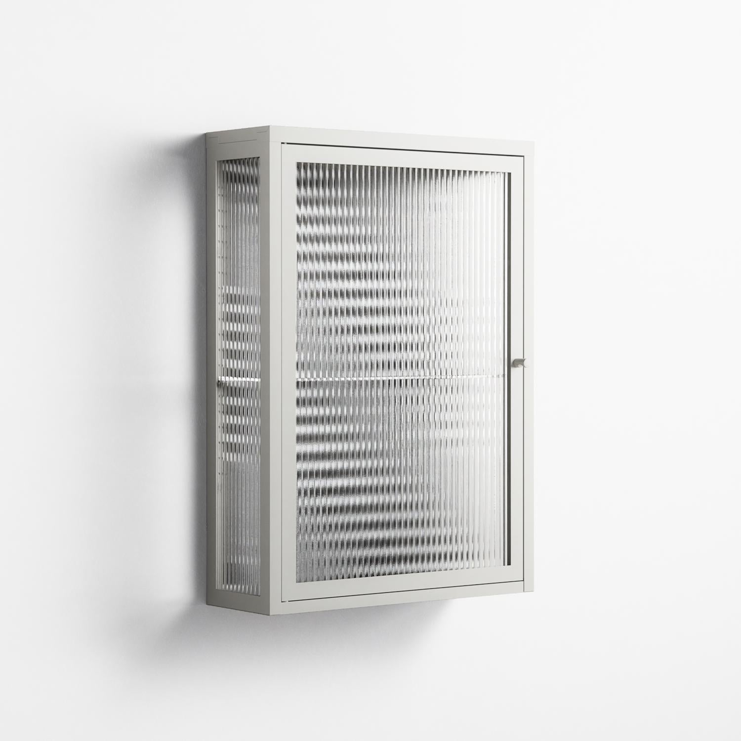 Rectangle In Rectangle - Wall Cabinet - Guido De Boer - Chalk - Reeded glass