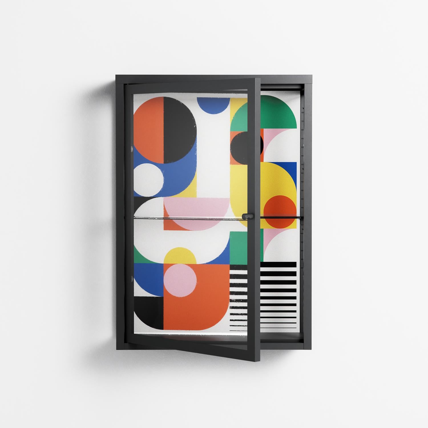 Murano - Wall Cabinet - Vratislav Pecka - Antracite - Clear glass