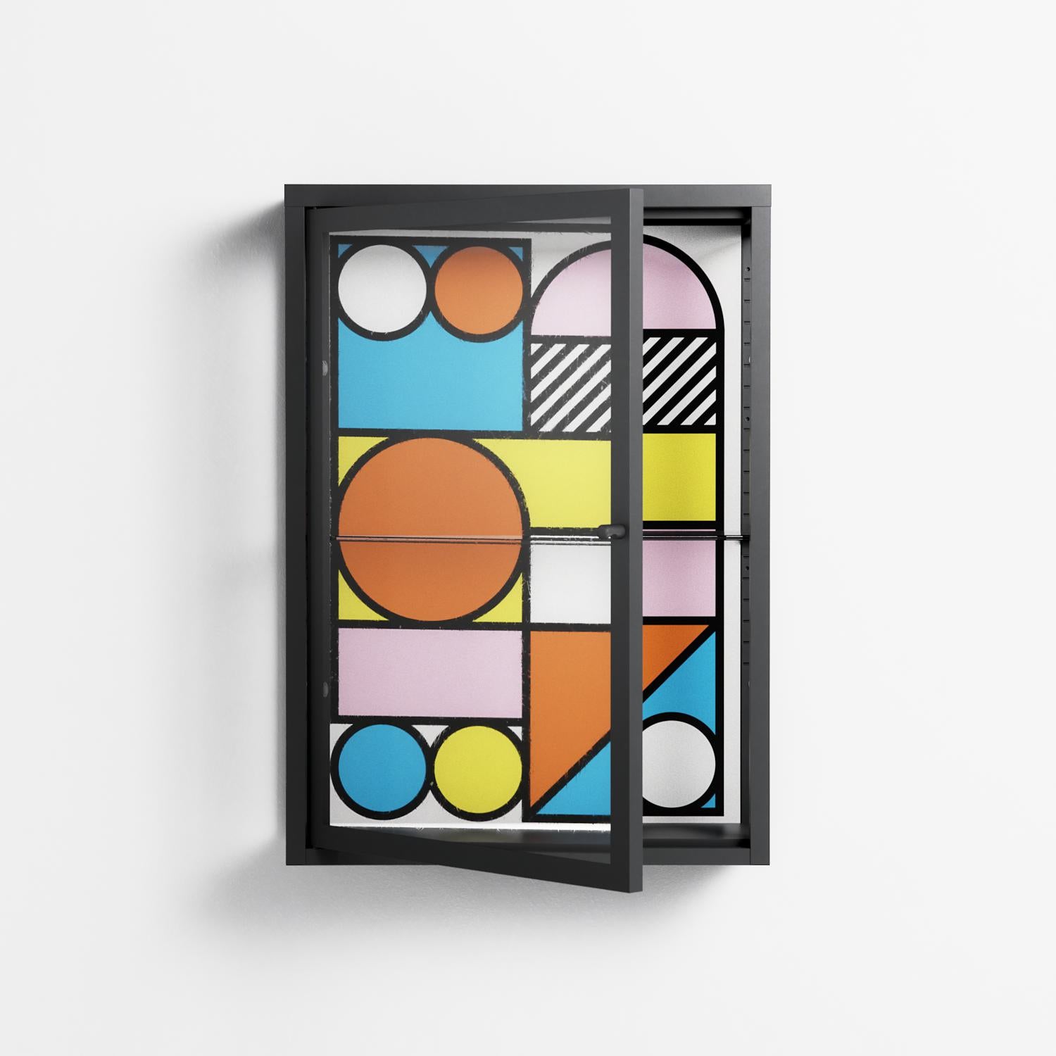 Palette - Wall Cabinet - Vratislav Pecka - Antracite - Clear glass