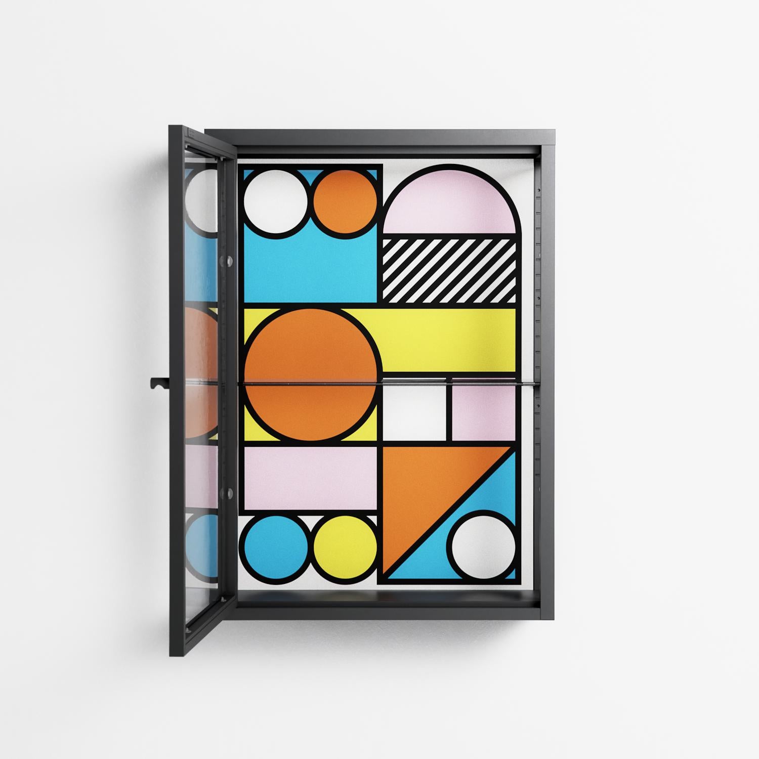 Palette - Wall Cabinet - Vratislav Pecka - Antracite - Clear glass