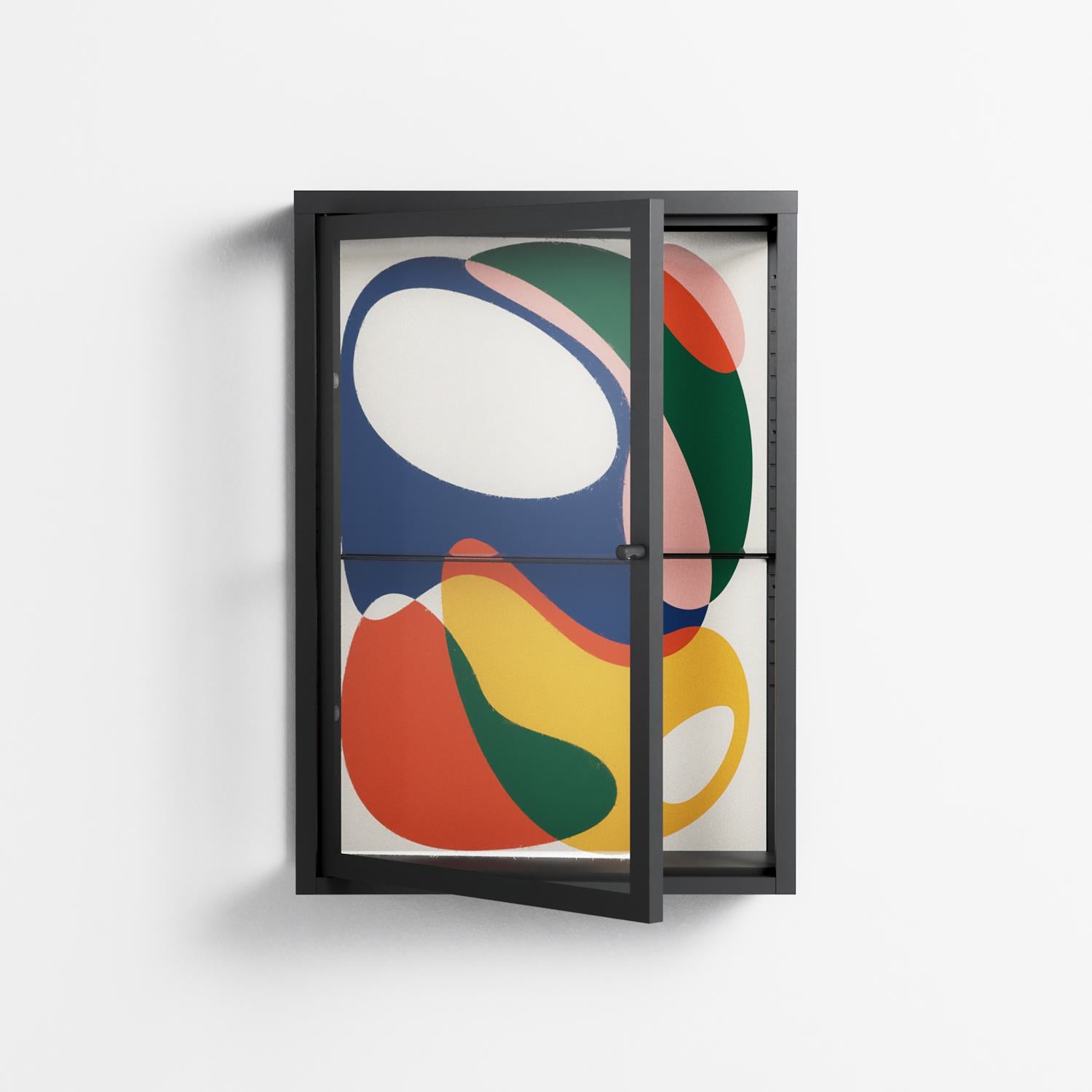 Spilled Paint - Wall Cabinet - Vratislav Pecka - Antracite - Clear glass