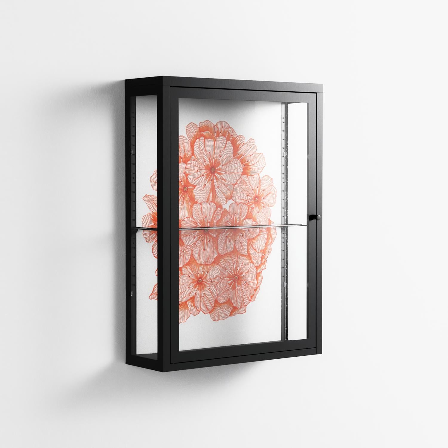 Orange Flowers 1 - Wall Cabinet - Katie O’Shea - Antracite - Clear glass