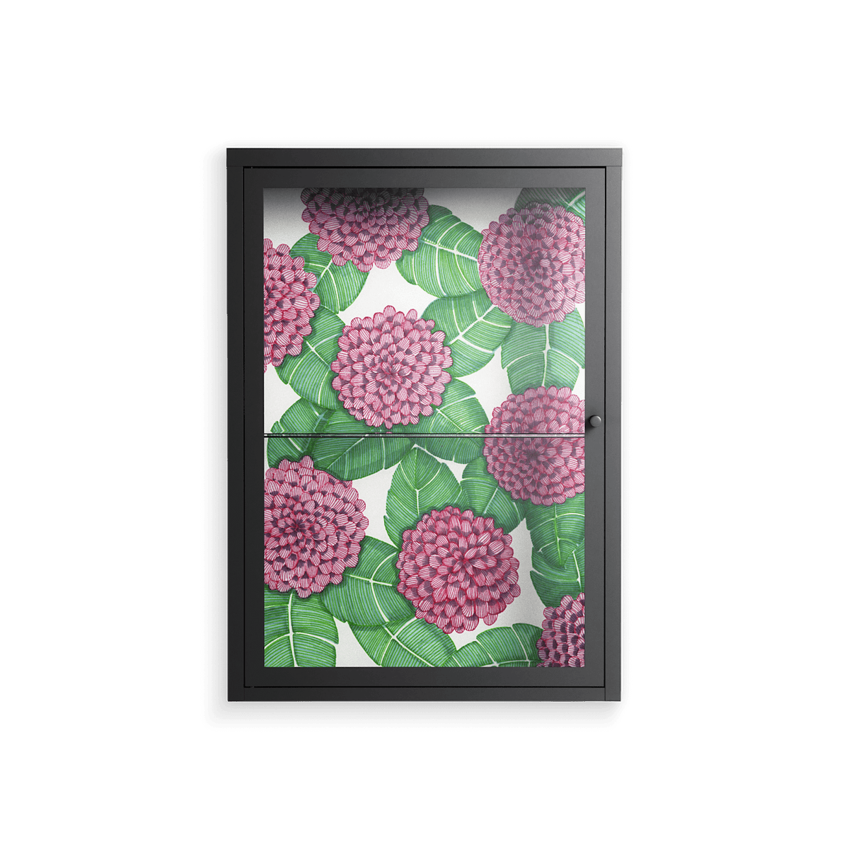 Pink Floras - Wall Cabinet - Katie O’Shea - Antracite - Clear glass