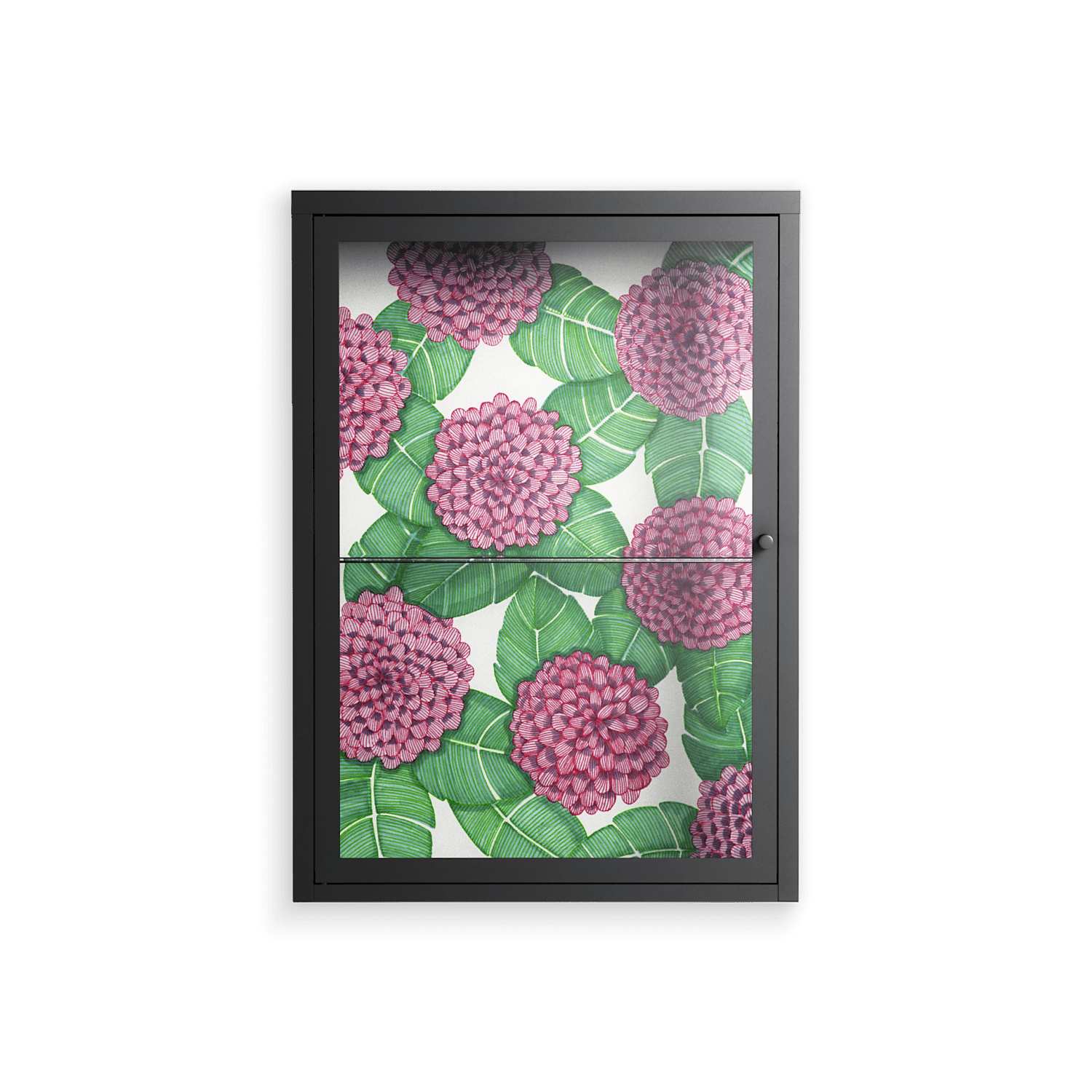 Pink Floras - Wall Cabinet - Katie O’Shea - Antracite - Clear glass