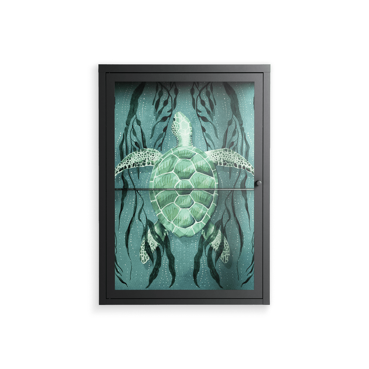 Turtle With Kelp - Wall Cabinet - Katie O’Shea - Antracite - Clear glass