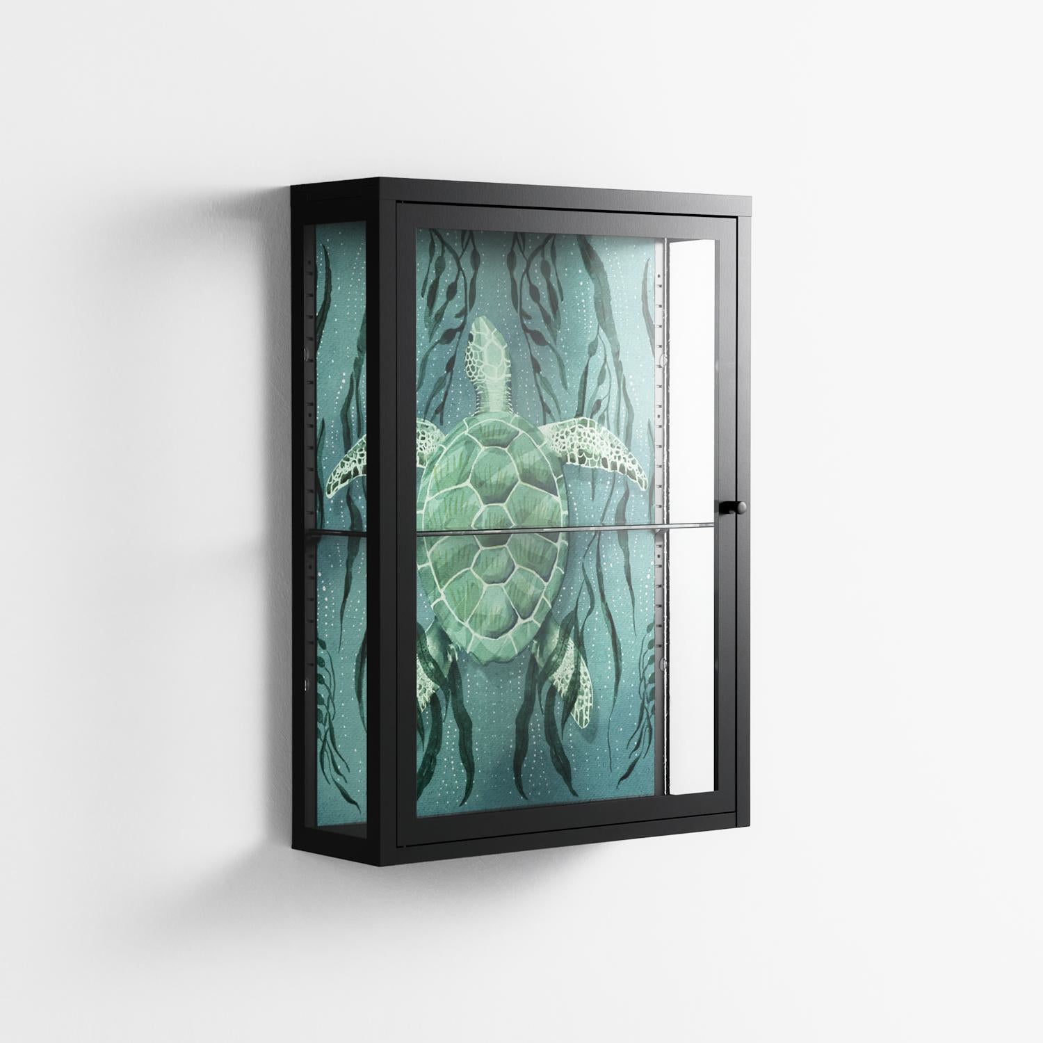 Turtle With Kelp - Wall Cabinet - Katie O’Shea - Antracite - Clear glass
