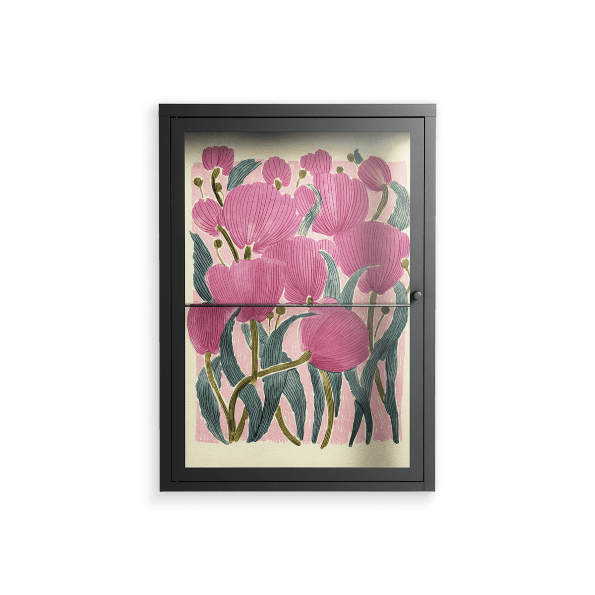 Tulips - Wall Cabinet - Katie O’Shea - Antracite - Clear glass