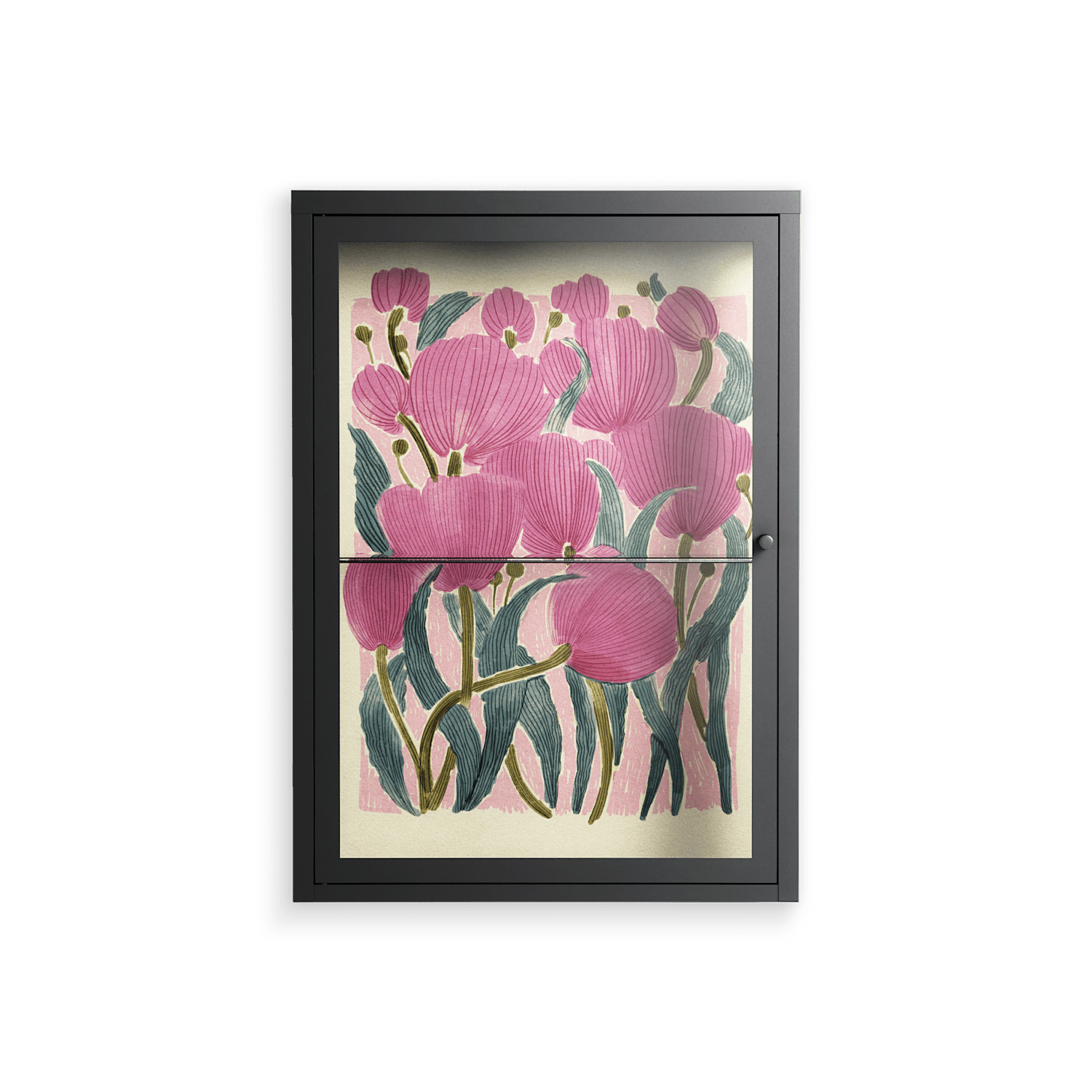 Tulips - Wall Cabinet - Katie O’Shea - Antracite - Clear glass
