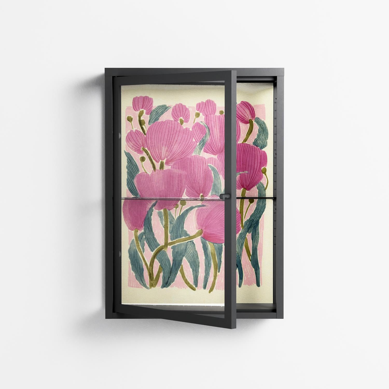 Tulips - Wall Cabinet - Katie O’Shea - Antracite - Clear glass