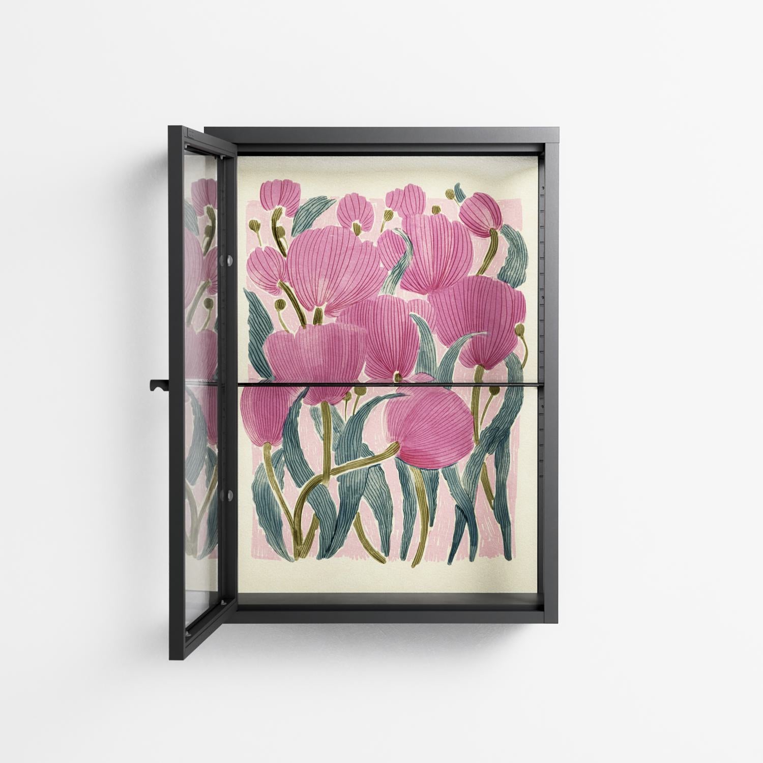 Tulips - Wall Cabinet - Katie O’Shea - Antracite - Clear glass