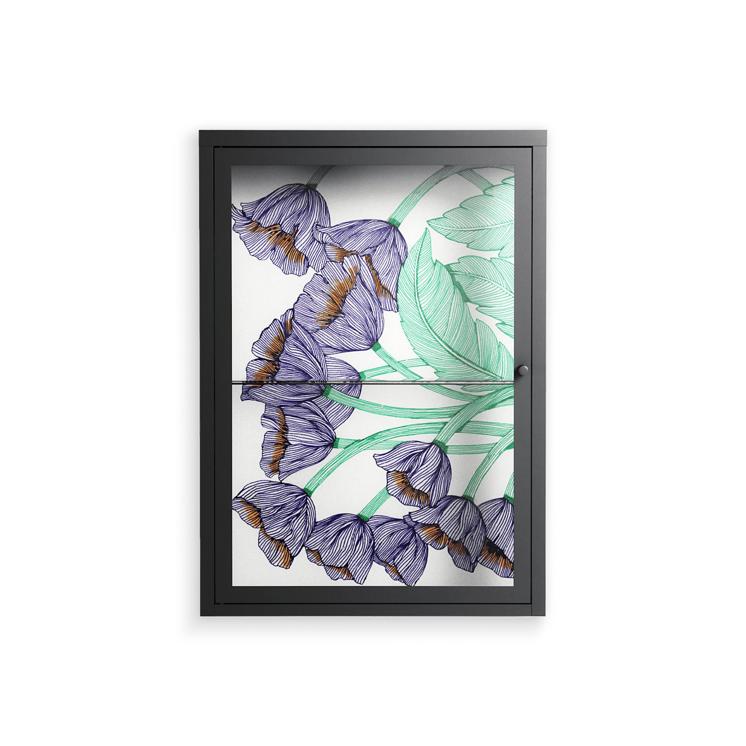 Tulips Purple - Wall Cabinet - Katie O’Shea - Antracite - Clear glass