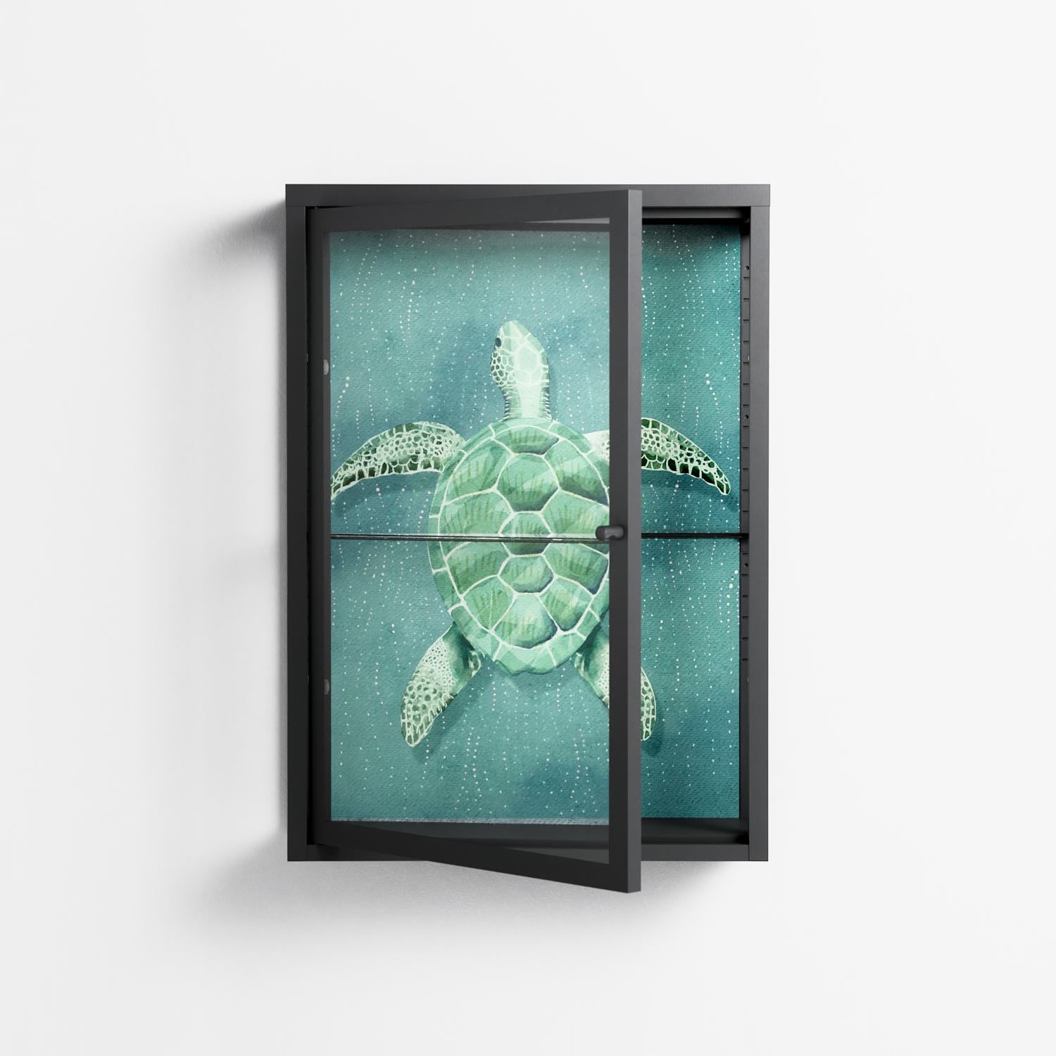 Turtle Without Kelp - Wall Cabinet - Katie O’Shea - Antracite - Clear glass