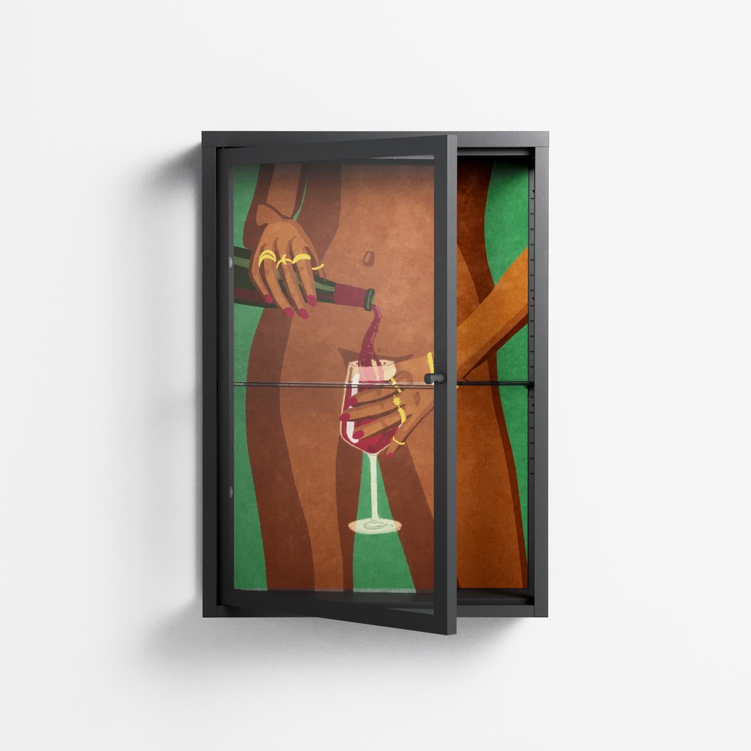 Wine and Me - Wall Cabinet - Raissa Oltmanns - Antracite - Clear glass