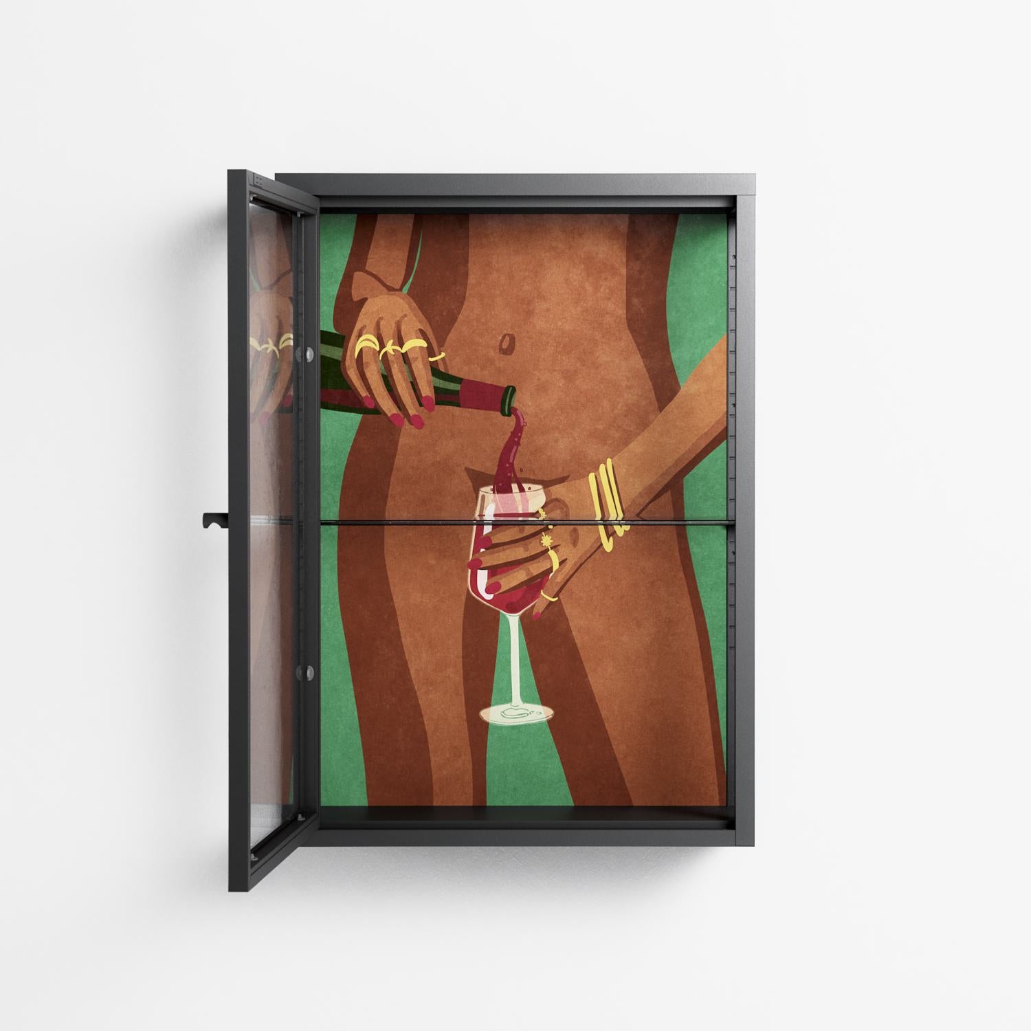 Wine and Me - Wall Cabinet - Raissa Oltmanns - Antracite - Clear glass