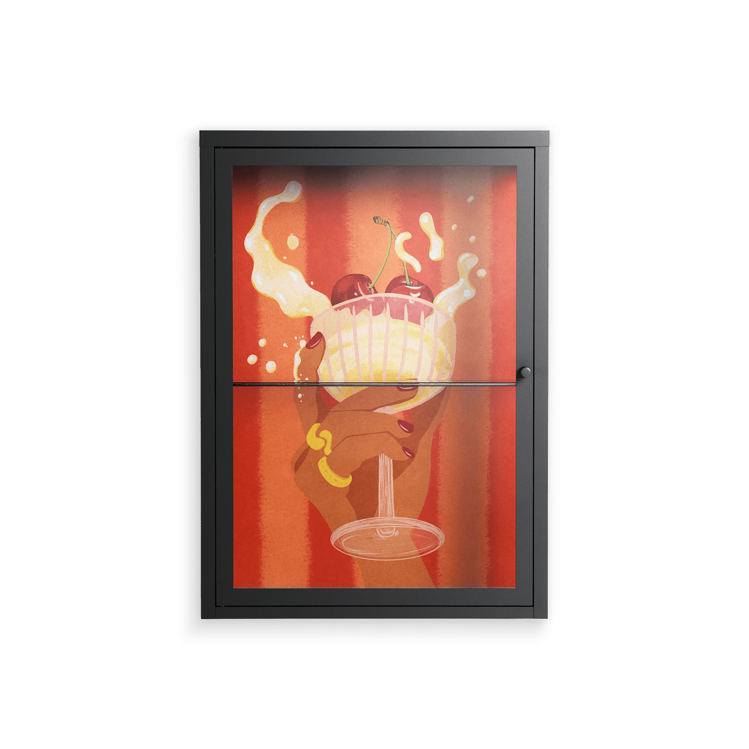 Drink And Cherries - Wall Cabinet - Raissa Oltmanns - Antracite - Clear glass