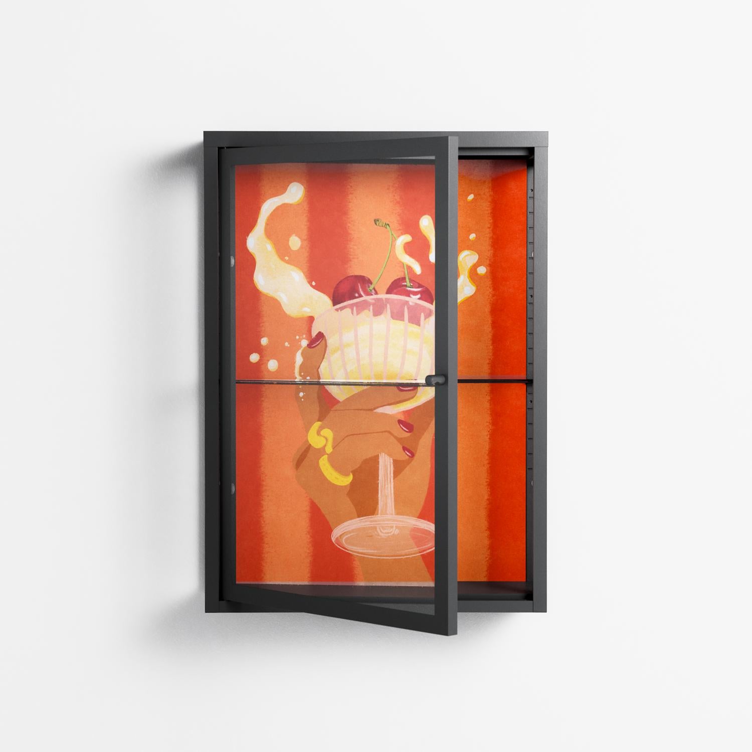 Drink And Cherries - Wall Cabinet - Raissa Oltmanns - Antracite - Clear glass