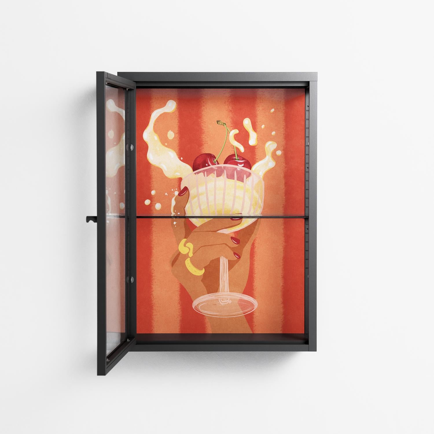 Drink And Cherries - Wall Cabinet - Raissa Oltmanns - Antracite - Clear glass