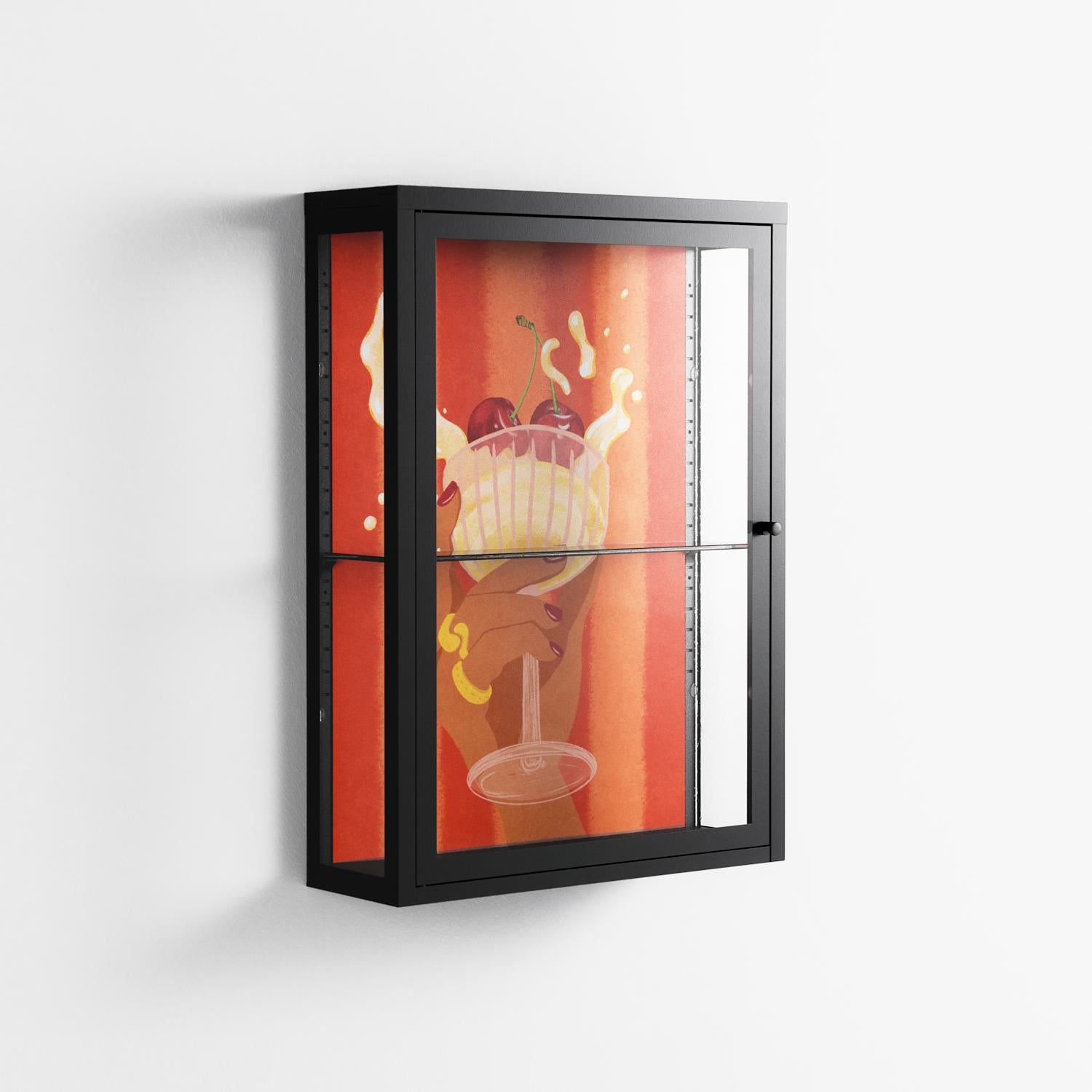 Drink And Cherries - Wall Cabinet - Raissa Oltmanns - Antracite - Clear glass