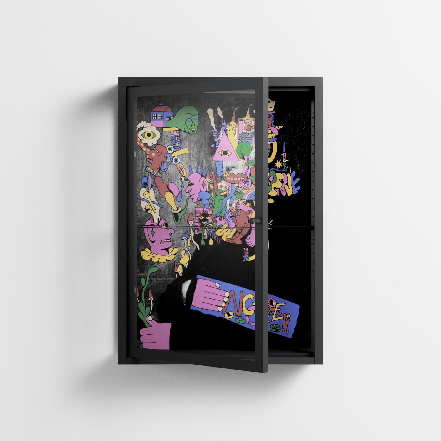 Gentleman - Wall Cabinet - Cezar Berje - Antracite - Clear glass