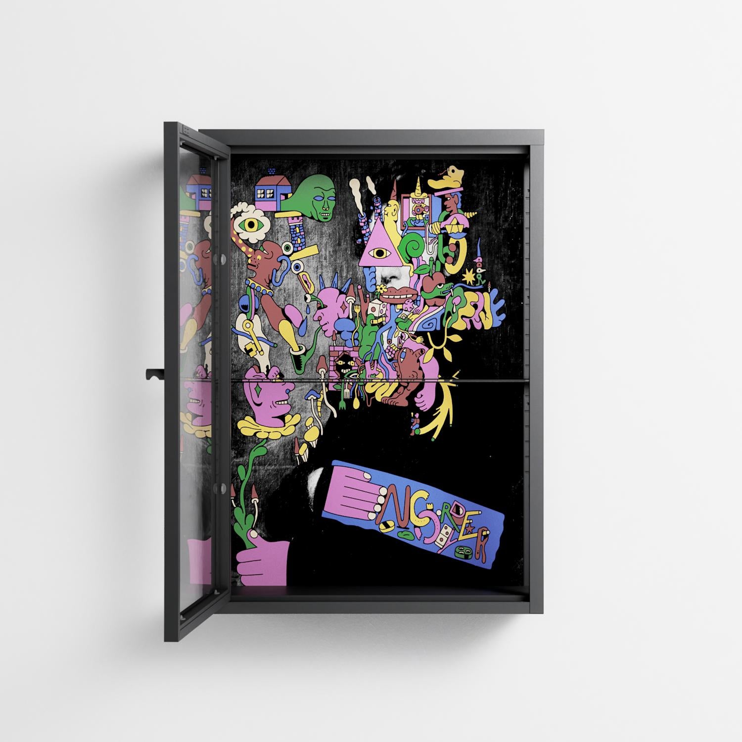Gentleman - Wall Cabinet - Cezar Berje - Antracite - Clear glass