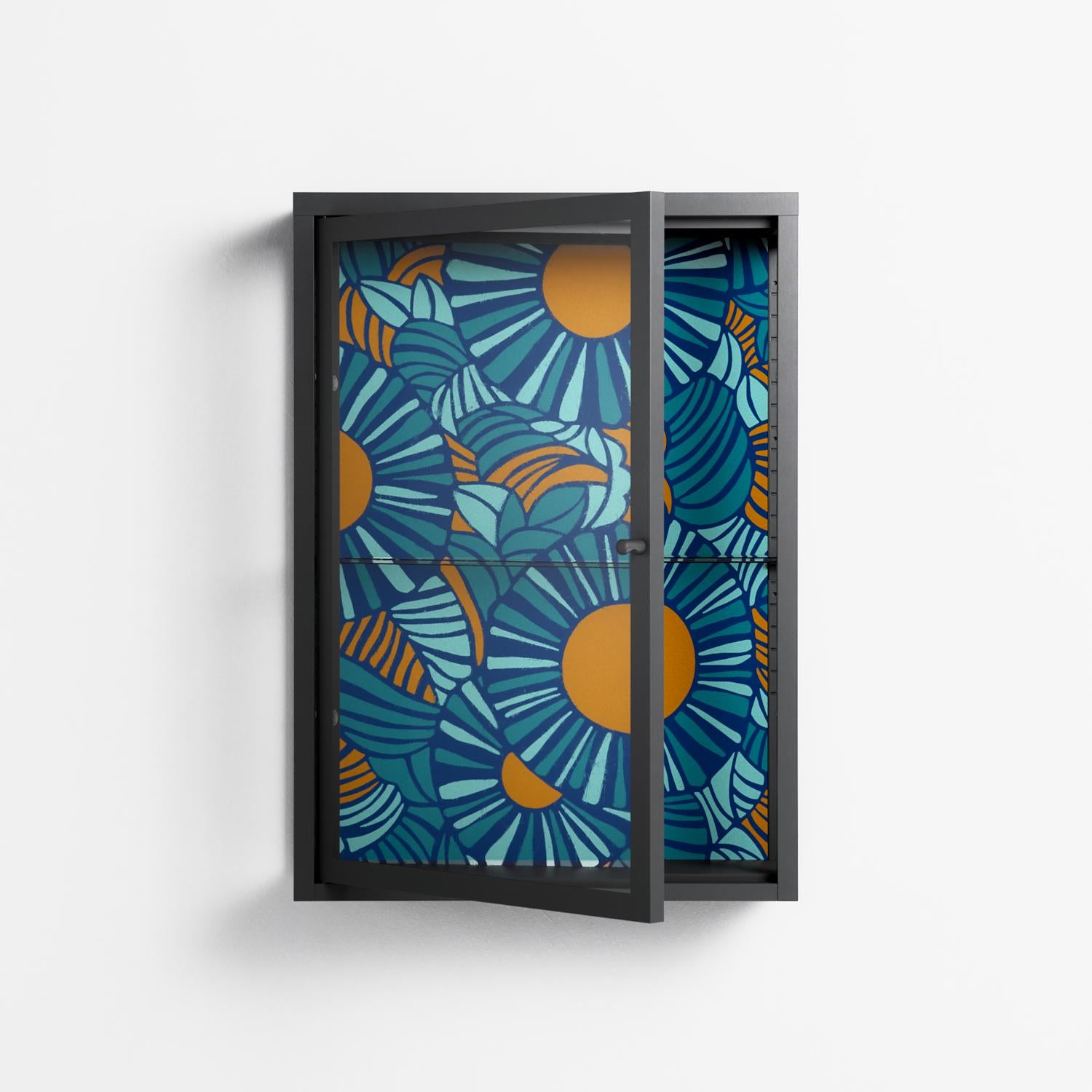 Bellis Bounty Blue - Wall Cabinet - Amy Suther - Antracite - Clear glass