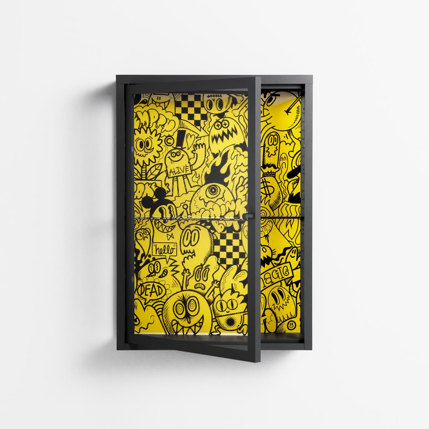 What a Mess - Wall Cabinet - Craig Watkins - Antracite - Clear glass