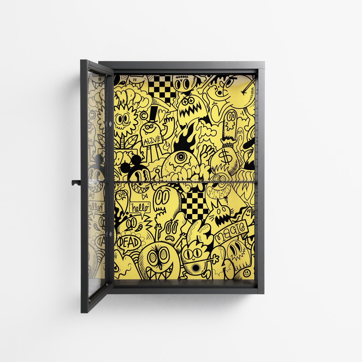 What a Mess - Wall Cabinet - Craig Watkins - Antracite - Clear glass