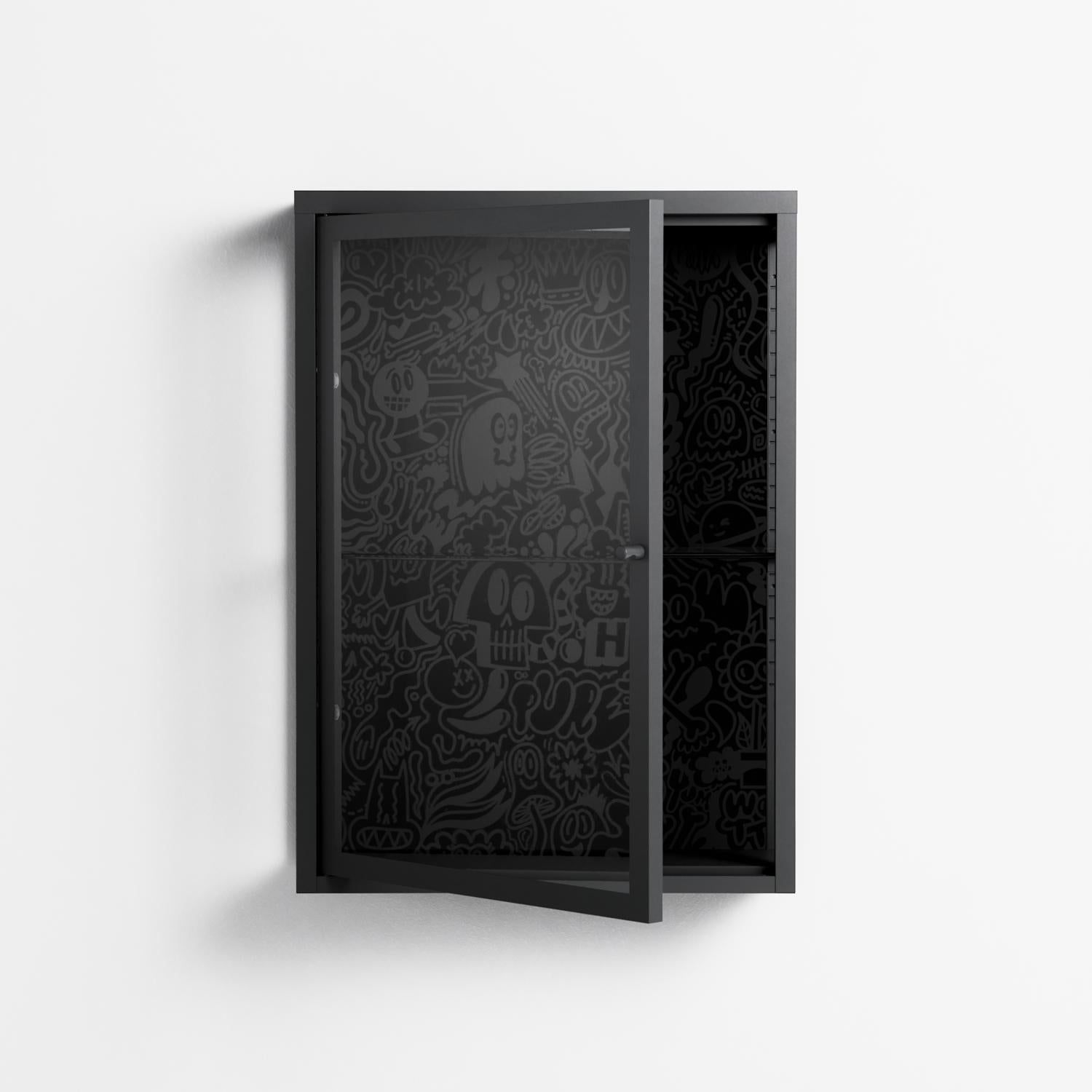 The Single Color - Wall Cabinet - Craig Watkins - Antracite - Clear glass