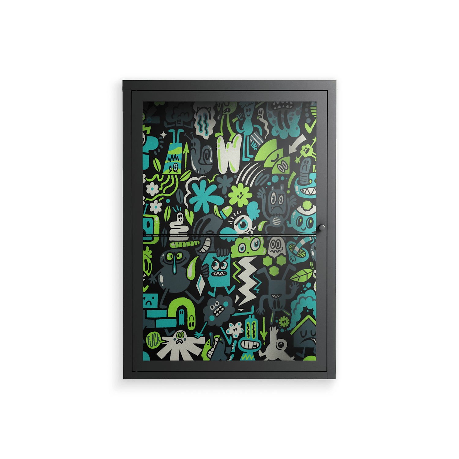 Shapes and Faces - Wall Cabinet - Craig Watkins - Antracite - Clear glass