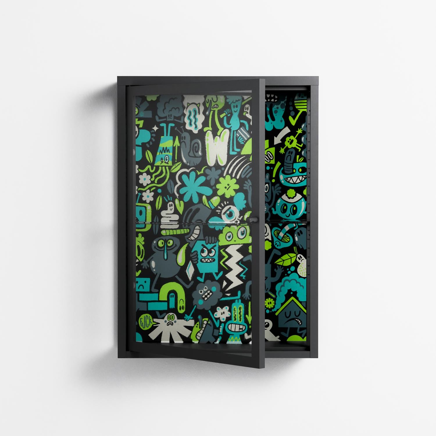 Shapes and Faces - Wall Cabinet - Craig Watkins - Antracite - Clear glass