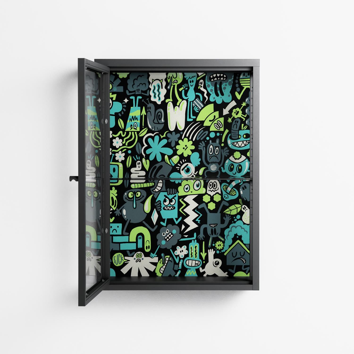 Shapes and Faces - Wall Cabinet - Craig Watkins - Antracite - Clear glass