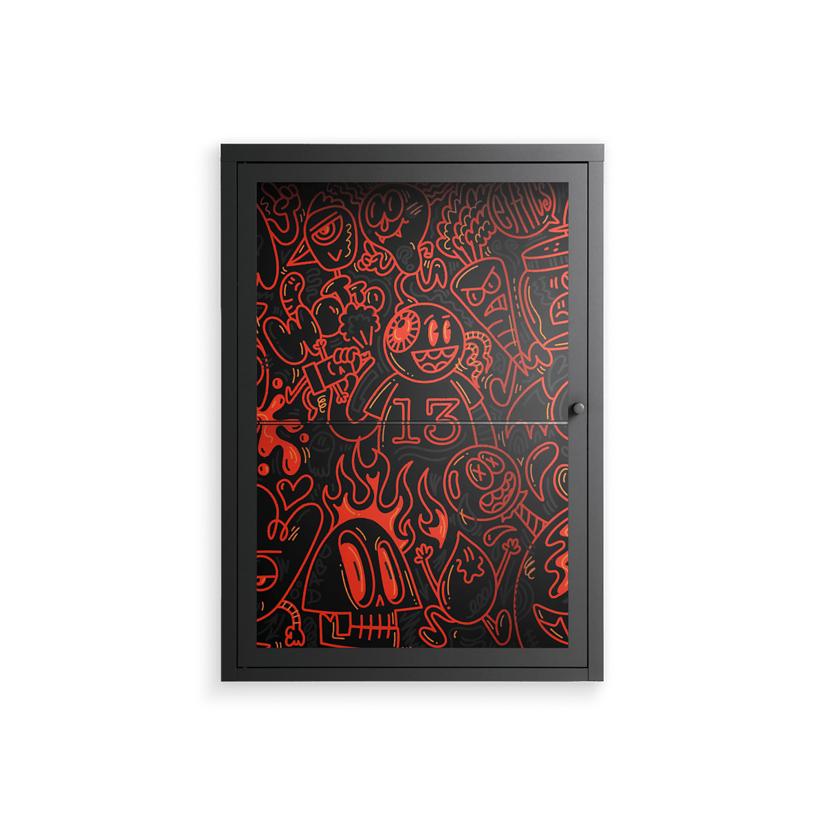 Wottosque Red - Wall Cabinet - Craig Watkins - Antracite - Clear glass