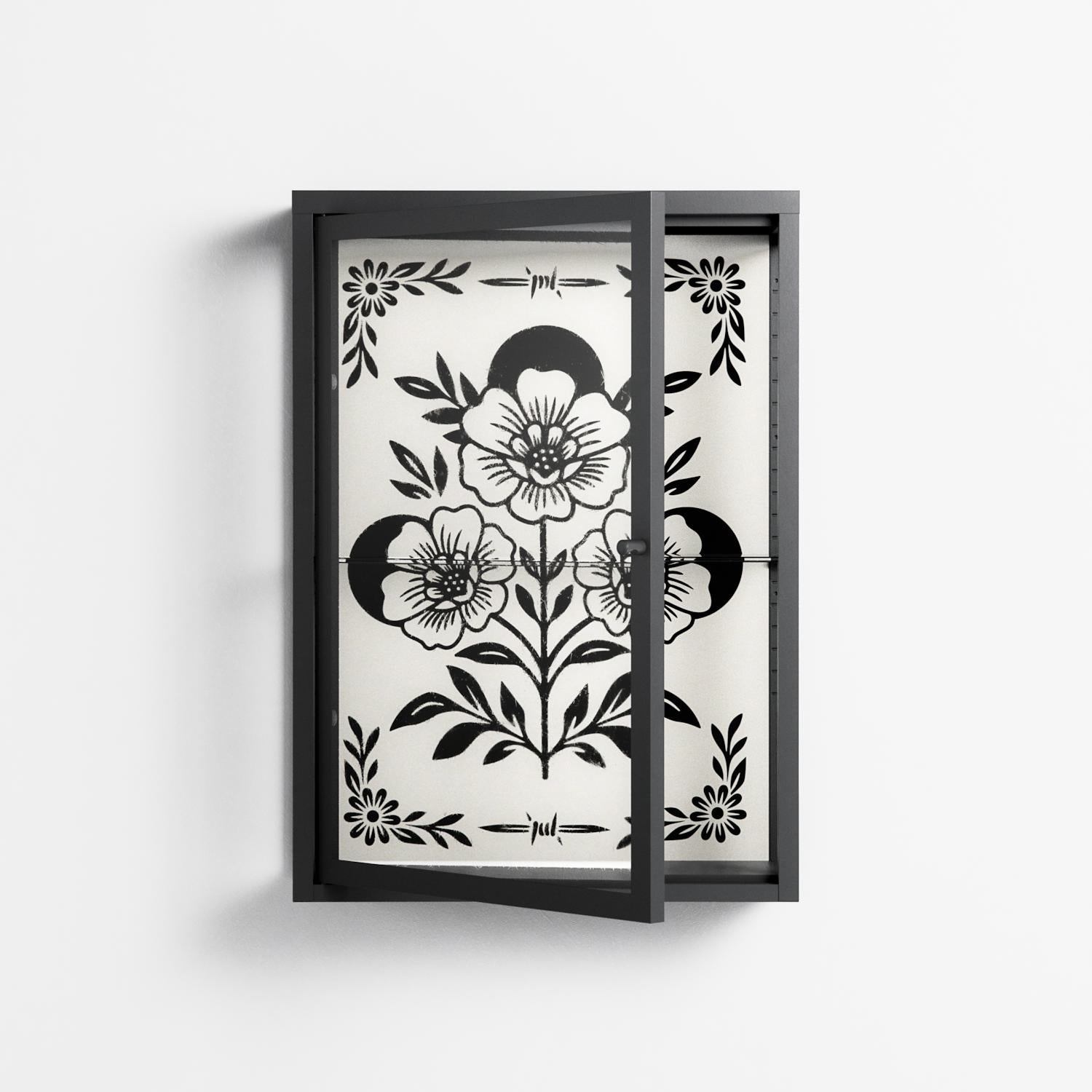 Barbed Bloom - Wall Cabinet - Daphna Sebbane - Antracite - Clear glass