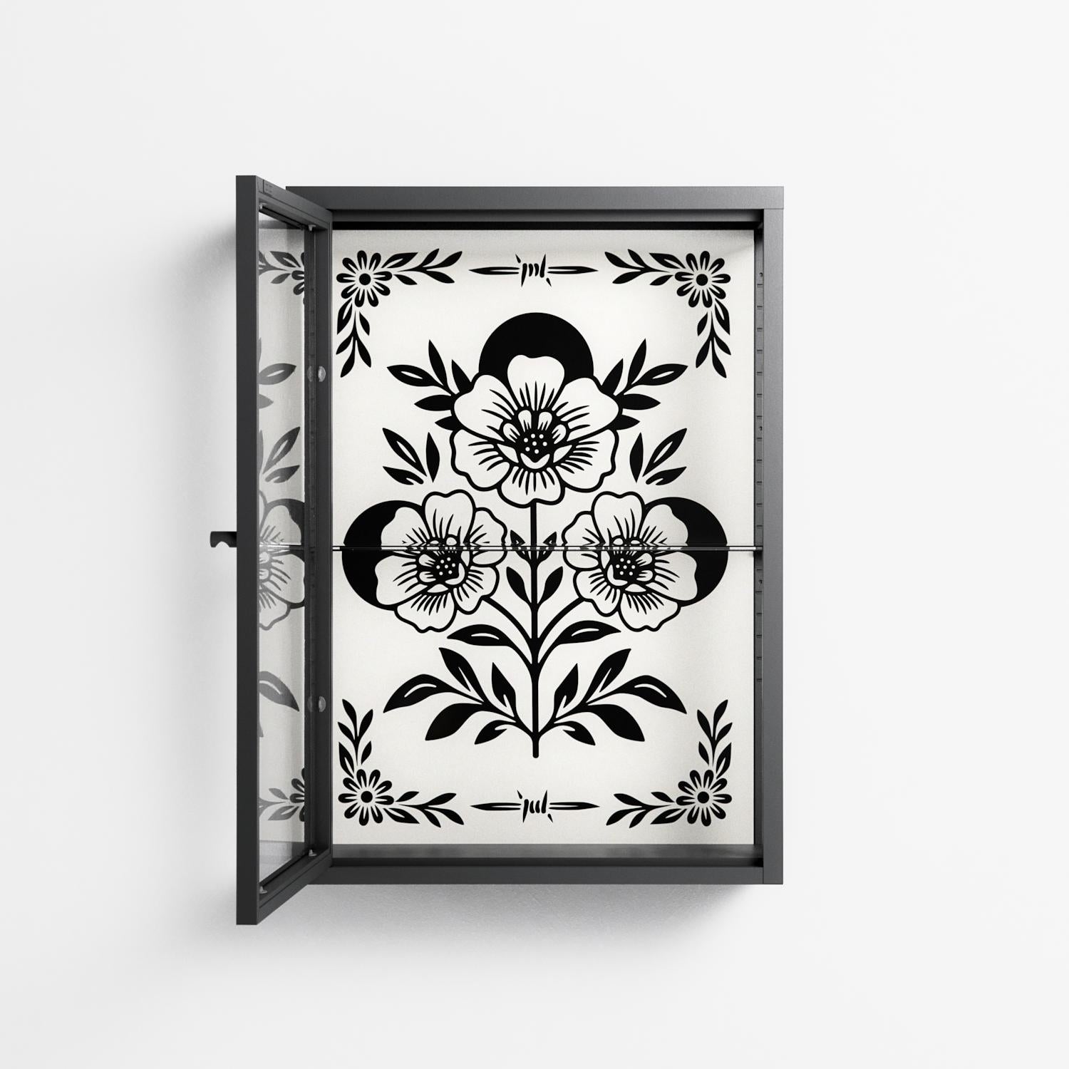 Barbed Bloom - Wall Cabinet - Daphna Sebbane - Antracite - Clear glass