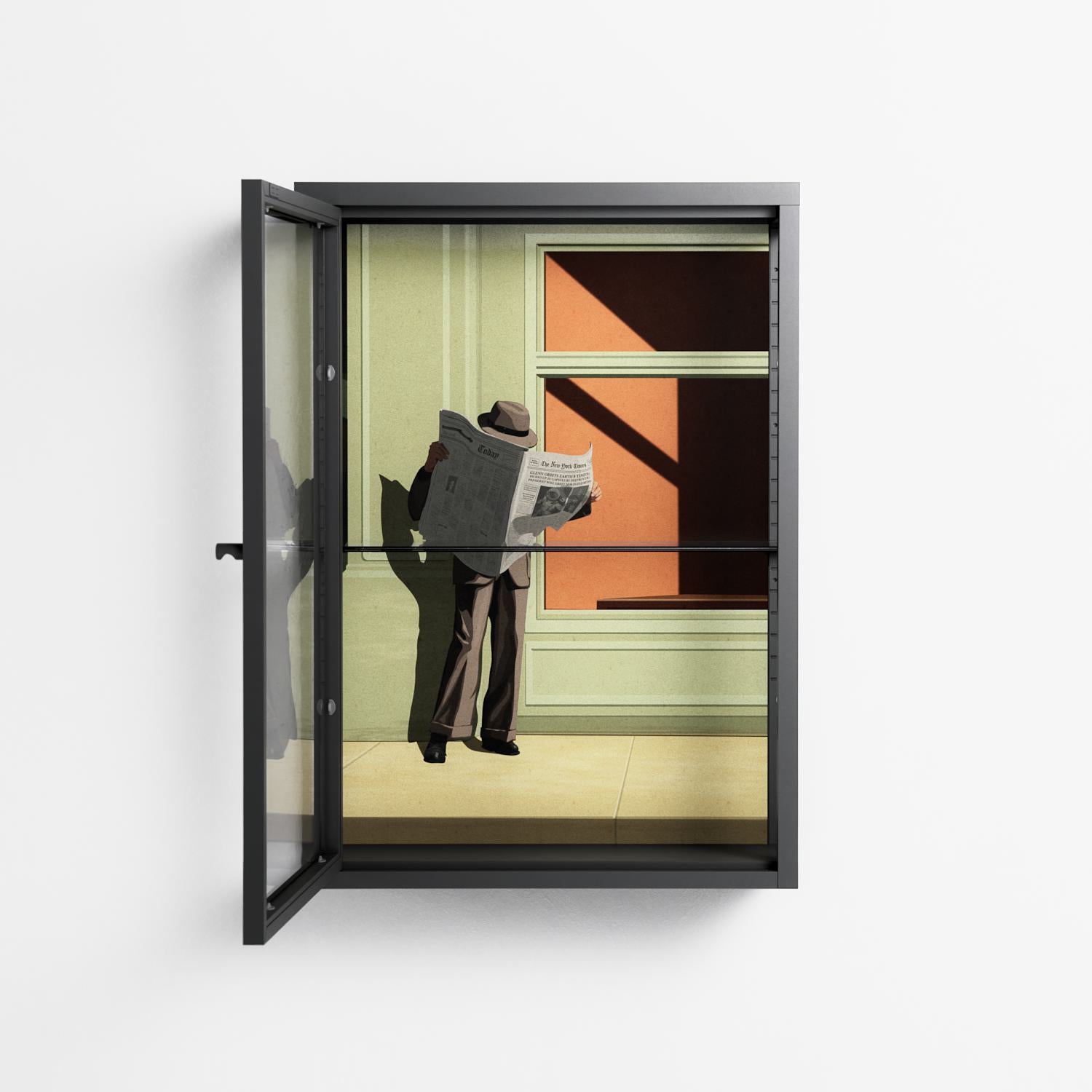 Anonymous Reader - Wall Cabinet - Kristin Eriksson - Antracite - Clear glass