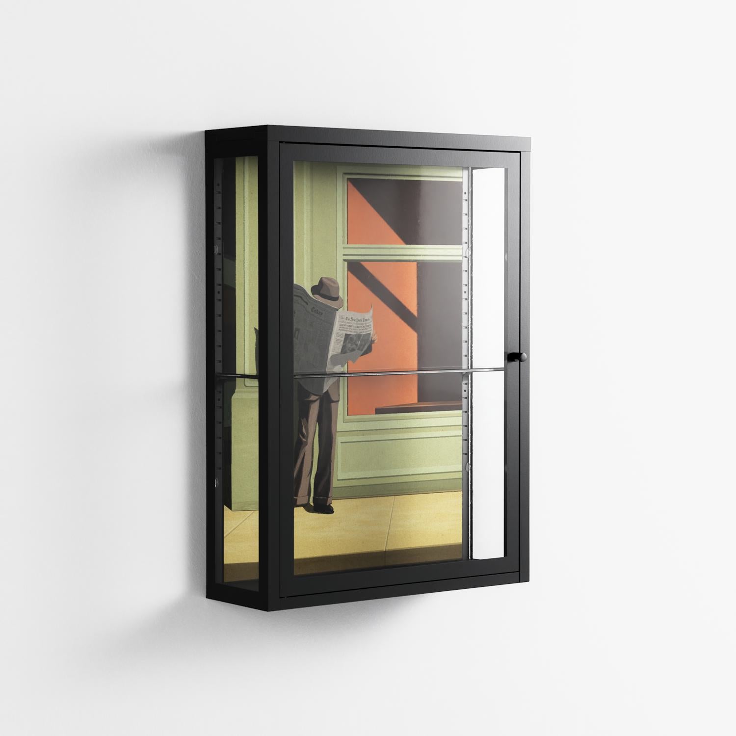 Anonymous Reader - Wall Cabinet - Kristin Eriksson - Antracite - Clear glass