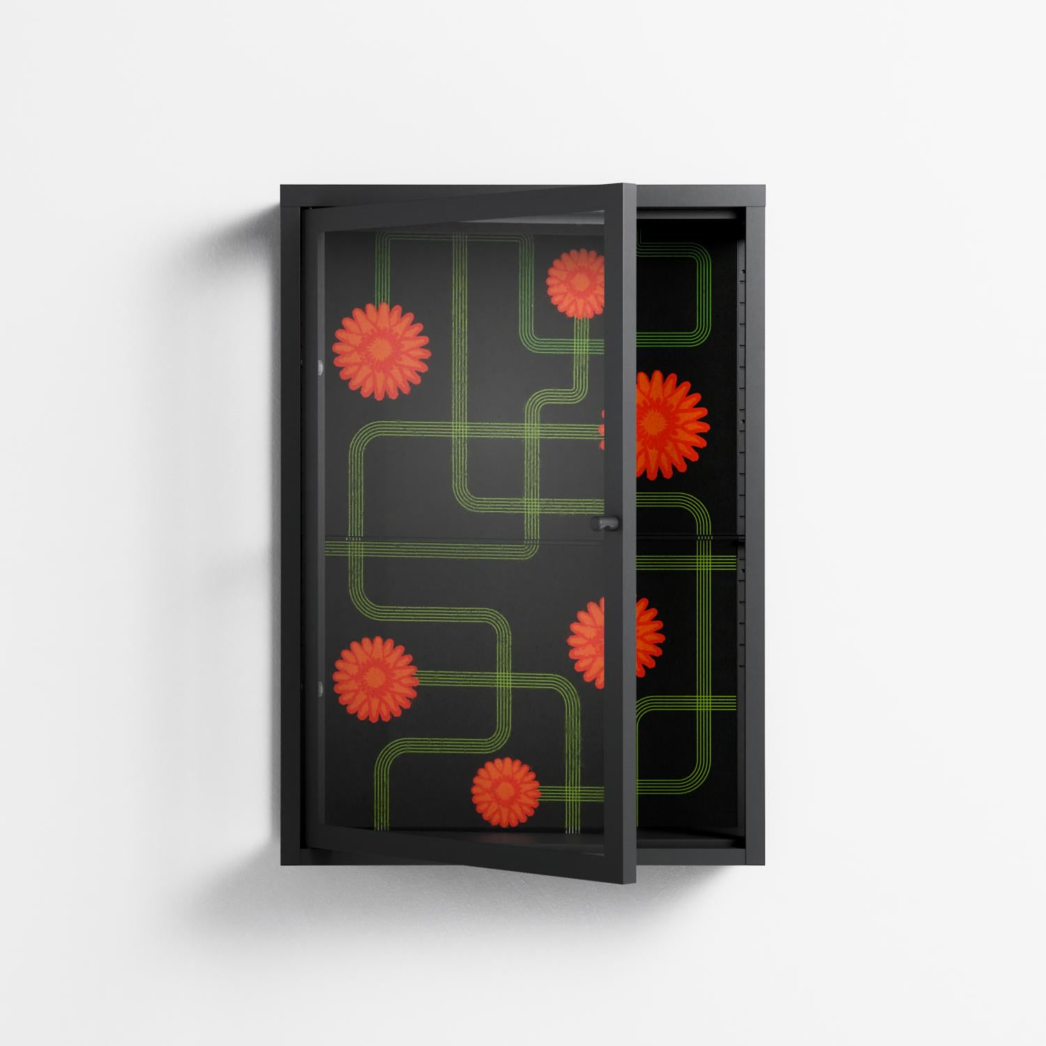 Floral Pipes - Wall Cabinet - Kristin Eriksson - Antracite - Clear glass