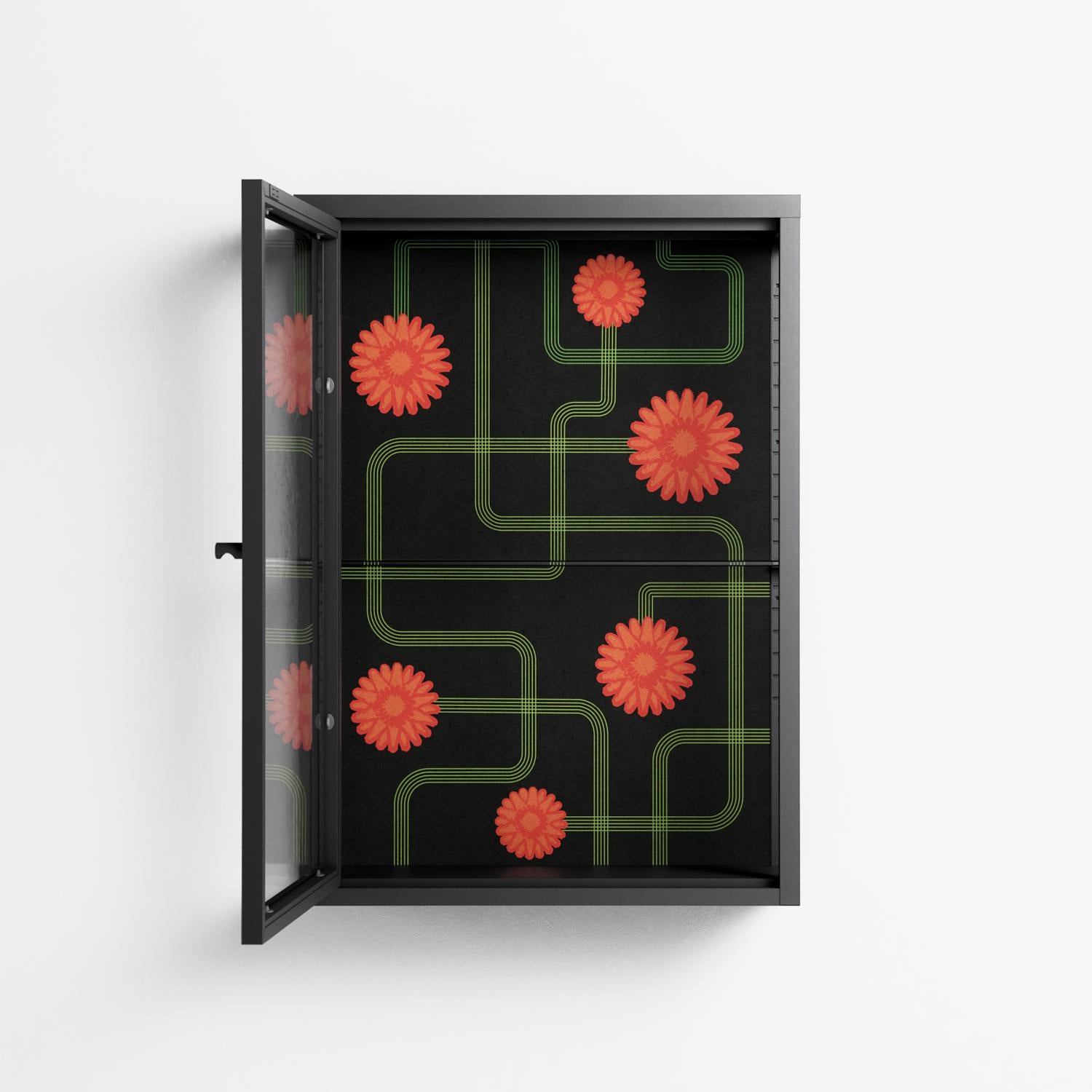 Floral Pipes - Wall Cabinet - Kristin Eriksson - Antracite - Clear glass
