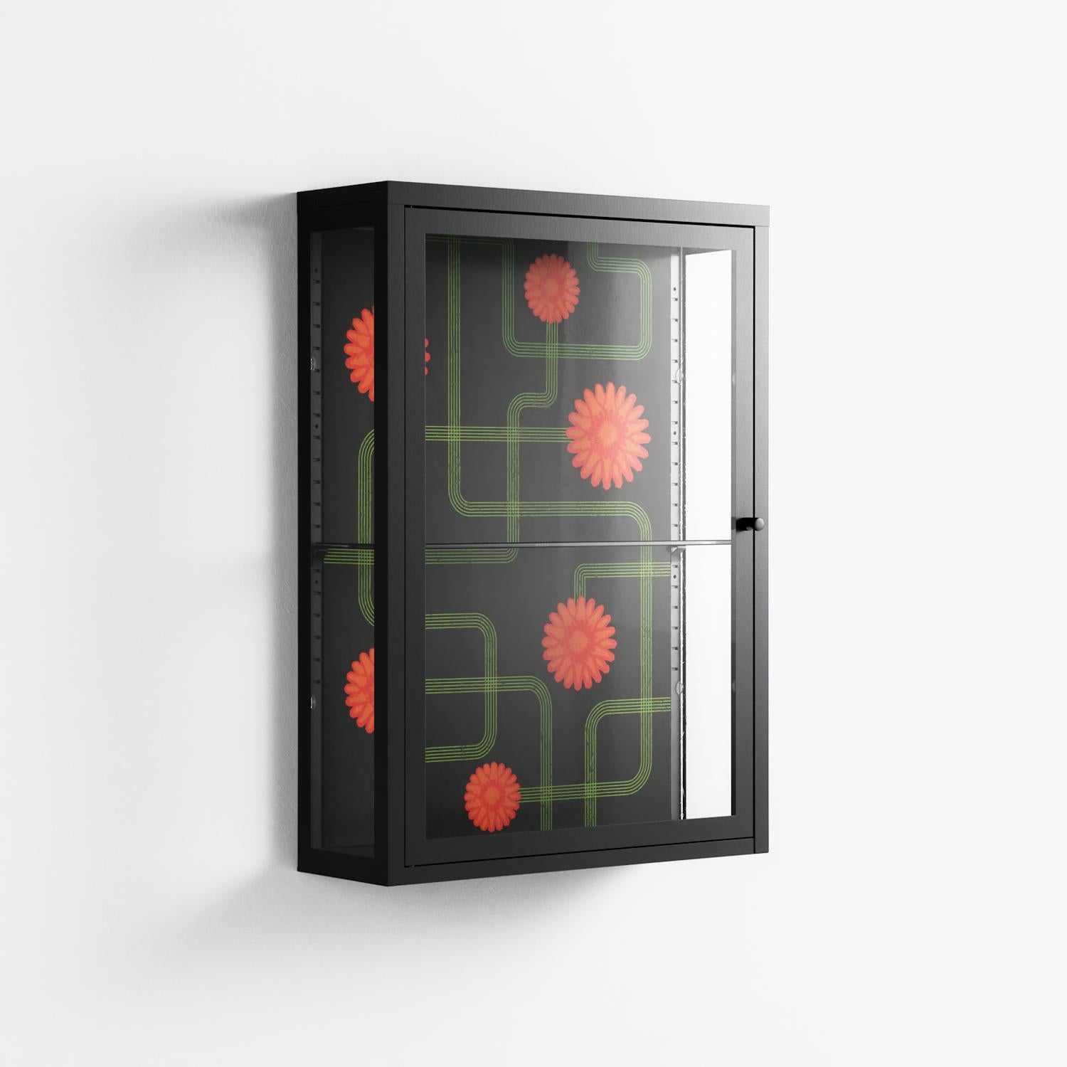 Floral Pipes - Wall Cabinet - Kristin Eriksson - Antracite - Clear glass
