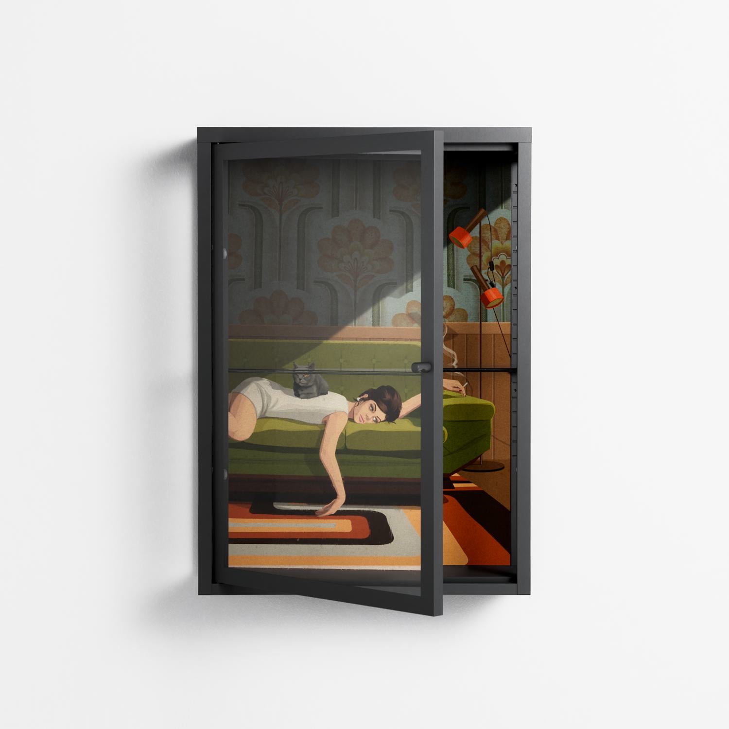 Waiting Game - Wall Cabinet - Kristin Eriksson - Antracite - Clear glass