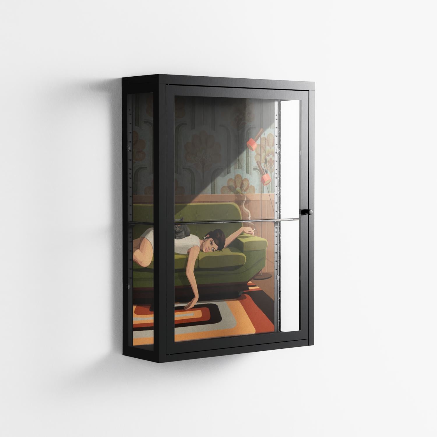 Waiting Game - Wall Cabinet - Kristin Eriksson - Antracite - Clear glass