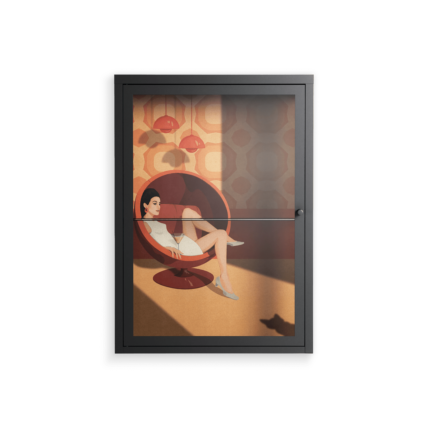 Women In Ballchair - Wall Cabinet - Kristin Eriksson - Antracite - Clear glass