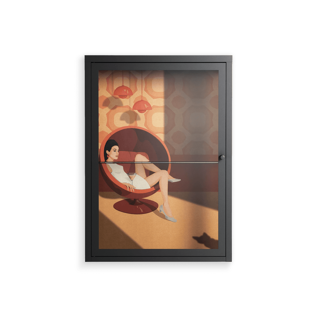 Women In Ballchair - Wall Cabinet - Kristin Eriksson - Antracite - Clear glass