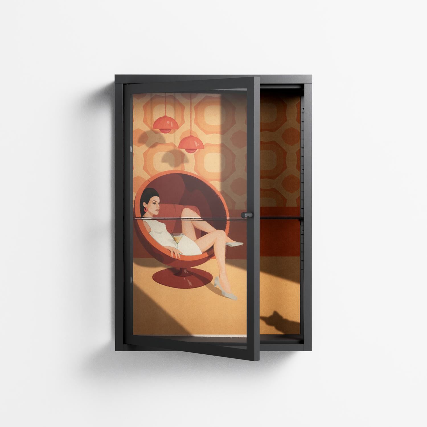 Women In Ballchair - Wall Cabinet - Kristin Eriksson - Antracite - Clear glass